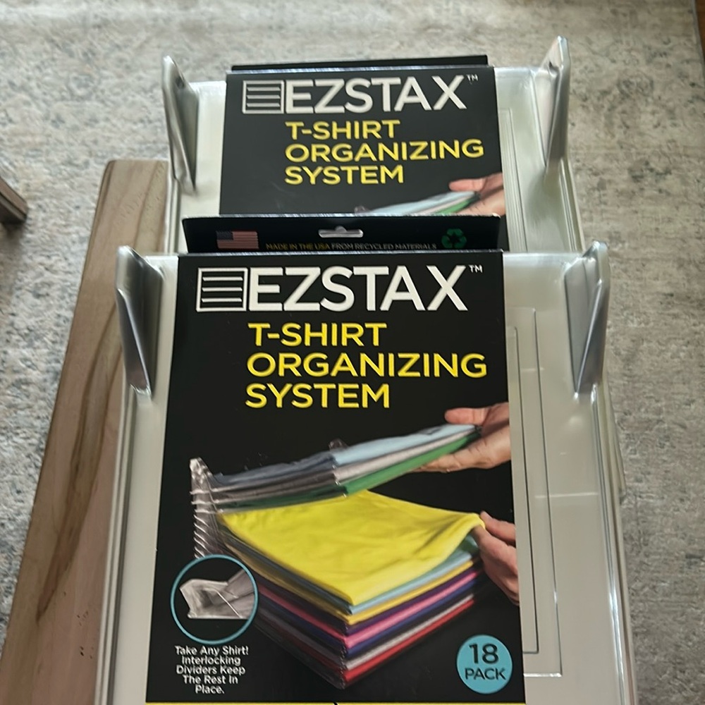 New EZ STAX T-Shirt Organizer Organizing system 18 count shirt plastic Ezstax